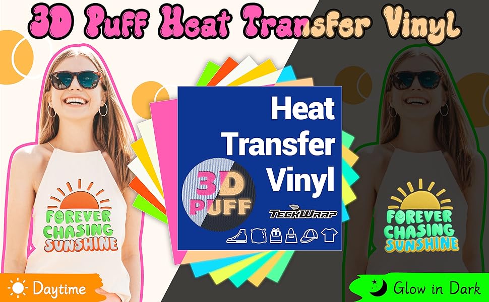 Glow In the Dark Puff Heat Transfer Vinyl - Image 2