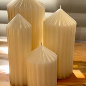 Striped Cylinder Pillar Candle